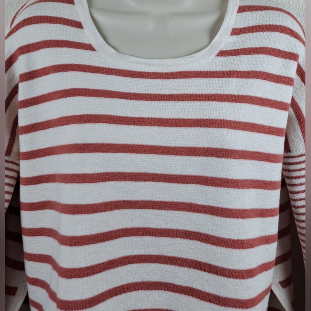 Madewell Breton Stripe Curved Hem Sweater Side Slit Relaxed Fit XS - Picture 2 of 8